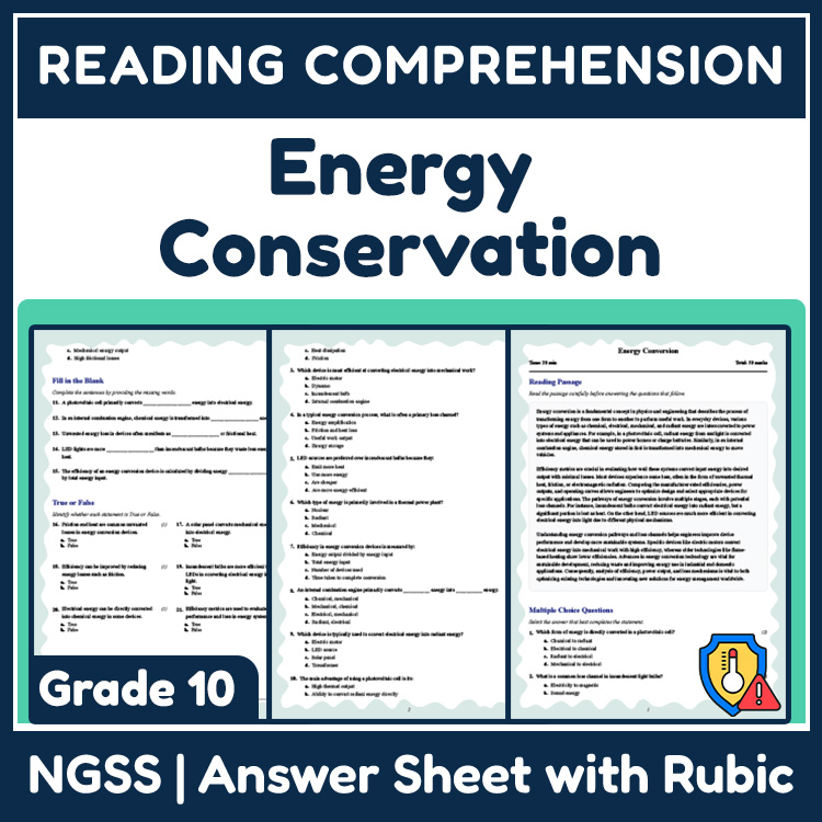 Grade 10 Science reading worksheets worksheet — Grade 10 Science | Energy Conversion Reading Worksheet (PDF + Answer Key)…