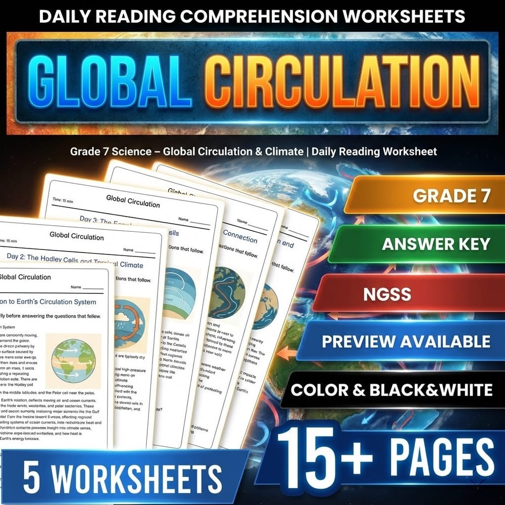 Water Cycle & Landforms Grade 7 Science Daily Reading Worksheets Bundle | NGSS — included worksheet 3