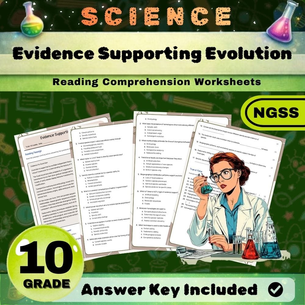 Grade 10 Science NGSS Bundle | Worksheets for Earth, Life & Physical Sciences — included worksheet 6
