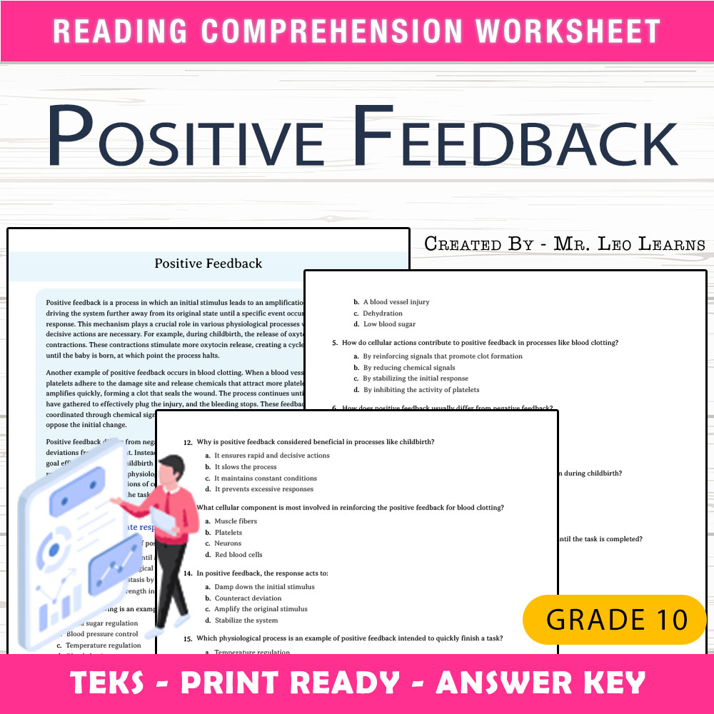 Grade 10 Science worksheet worksheet — Grade 10 Science – Positive Feedback Worksheet for Mastery — page 1