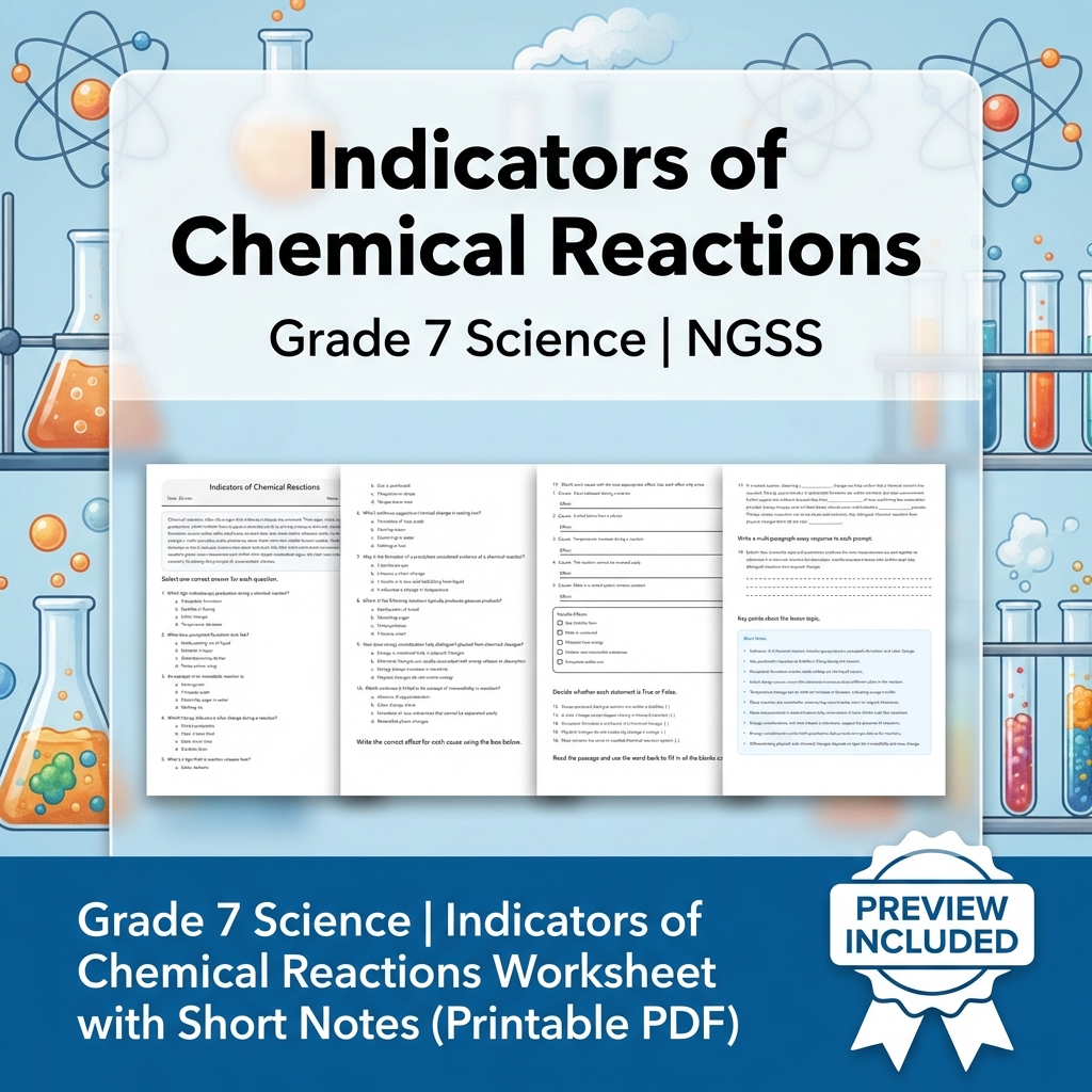 Grade 7 Science | Matter and Its Interactions NGSS Worksheet Collection — included worksheet 1