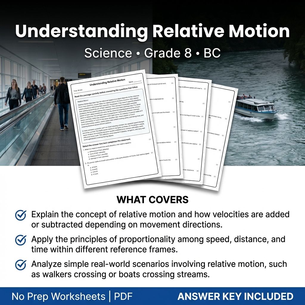 Understanding Relative Motion Grade 8 Science Worksheet & Answer Key