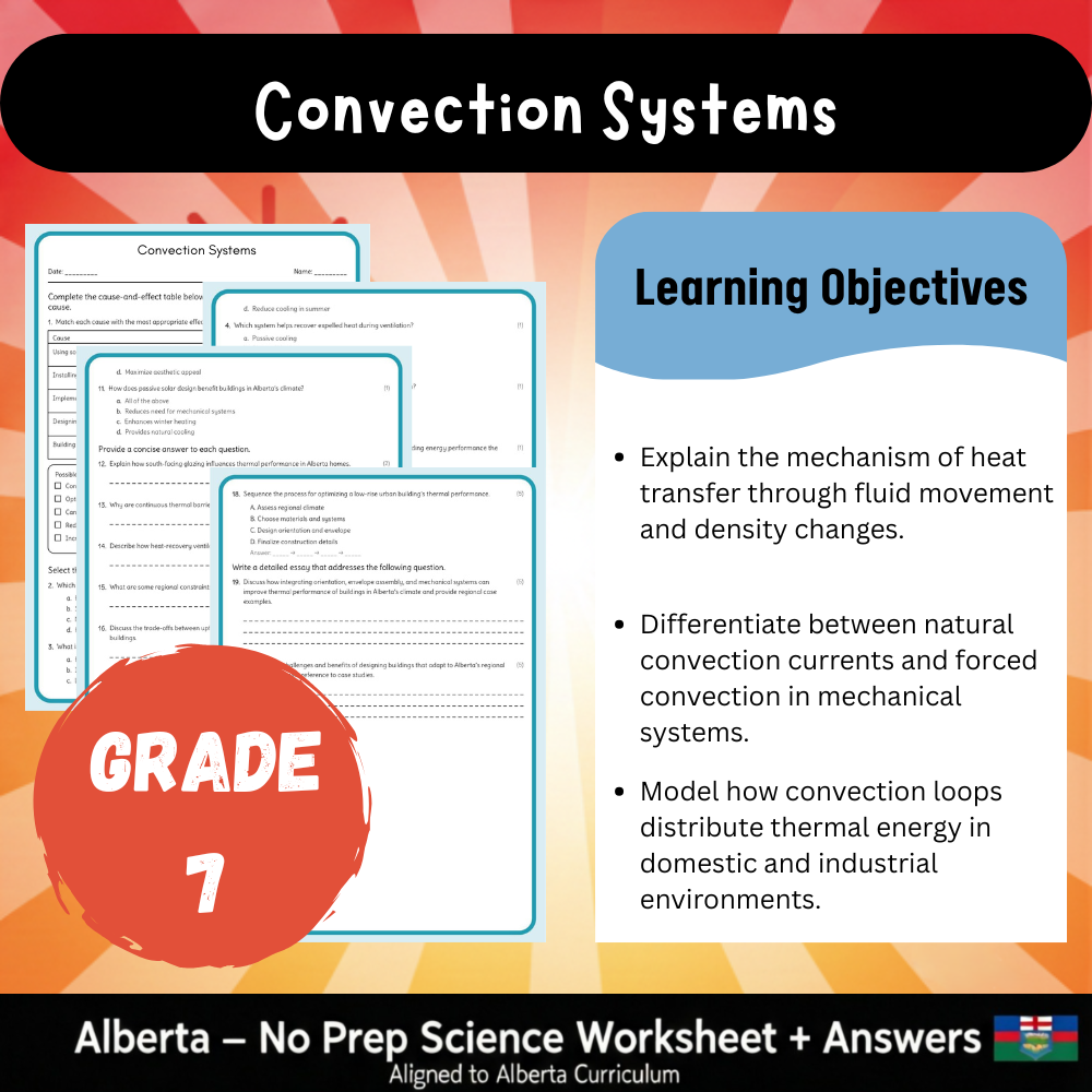 Grade 7 Science science 1 worksheet — Grade 7 Science - Convection Systems Worksheet (PDF) | Alberta Standards
