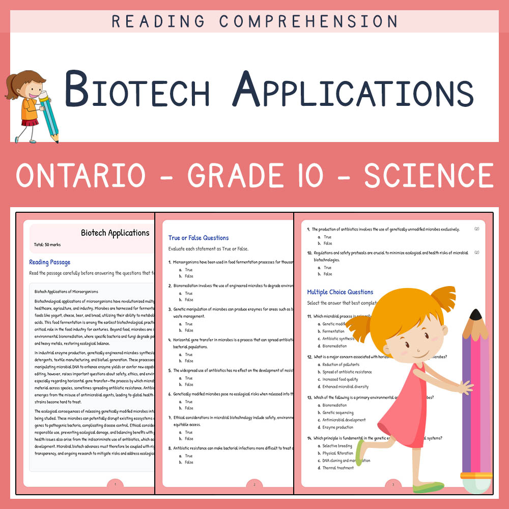 Grade 10 Science worksheet elena worksheet — Grade 10 Science | Biotech Applications Worksheet Elena | Ontario Standard —…