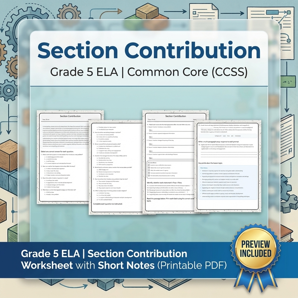 Grade 5 Text Evidence, Writing, and Language ELA Full-Year Bundle — included worksheet 7