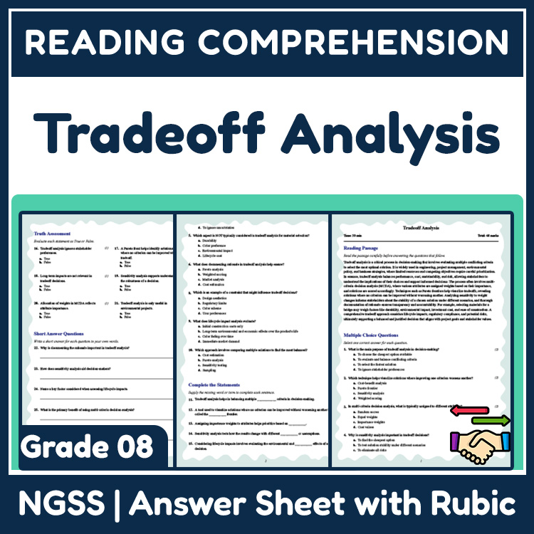 Grade 8 Science reading worksheets worksheet — Grade 8 Science | Tradeoff Analysis Reading Worksheet (NGSS Aligned) — page 1