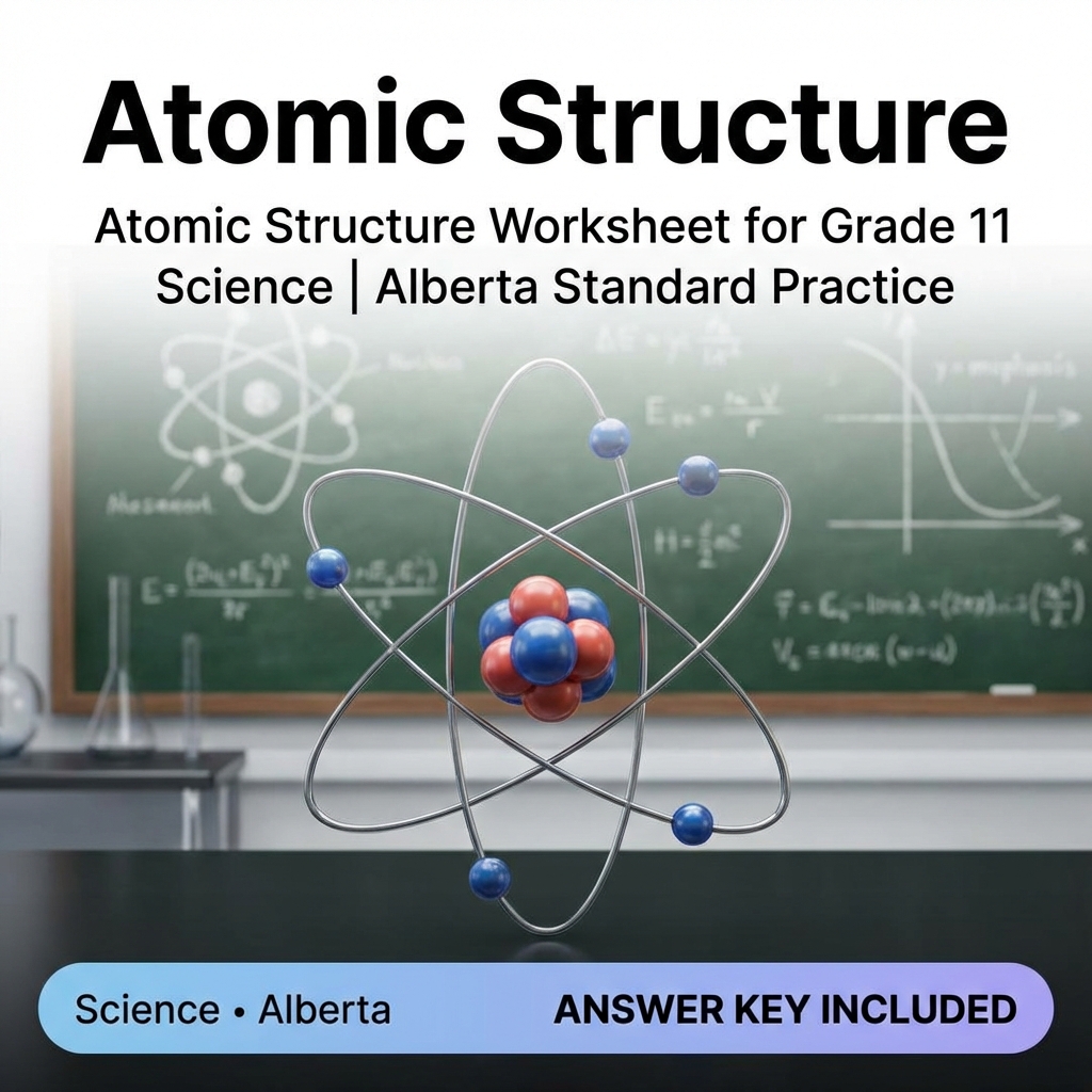 Atomic Structure Worksheet for Grade 11 Science | Alberta Standard Practice