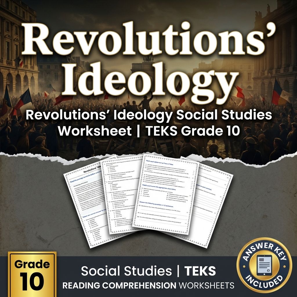Revolutions’ Ideology Social Studies Worksheet | TEKS Grade 10