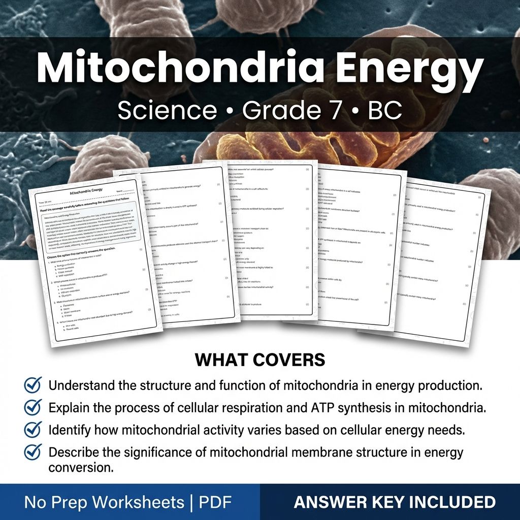 Grade 7 Science | Mitochondria Energy Worksheet + Answer Key (Printable PDF)