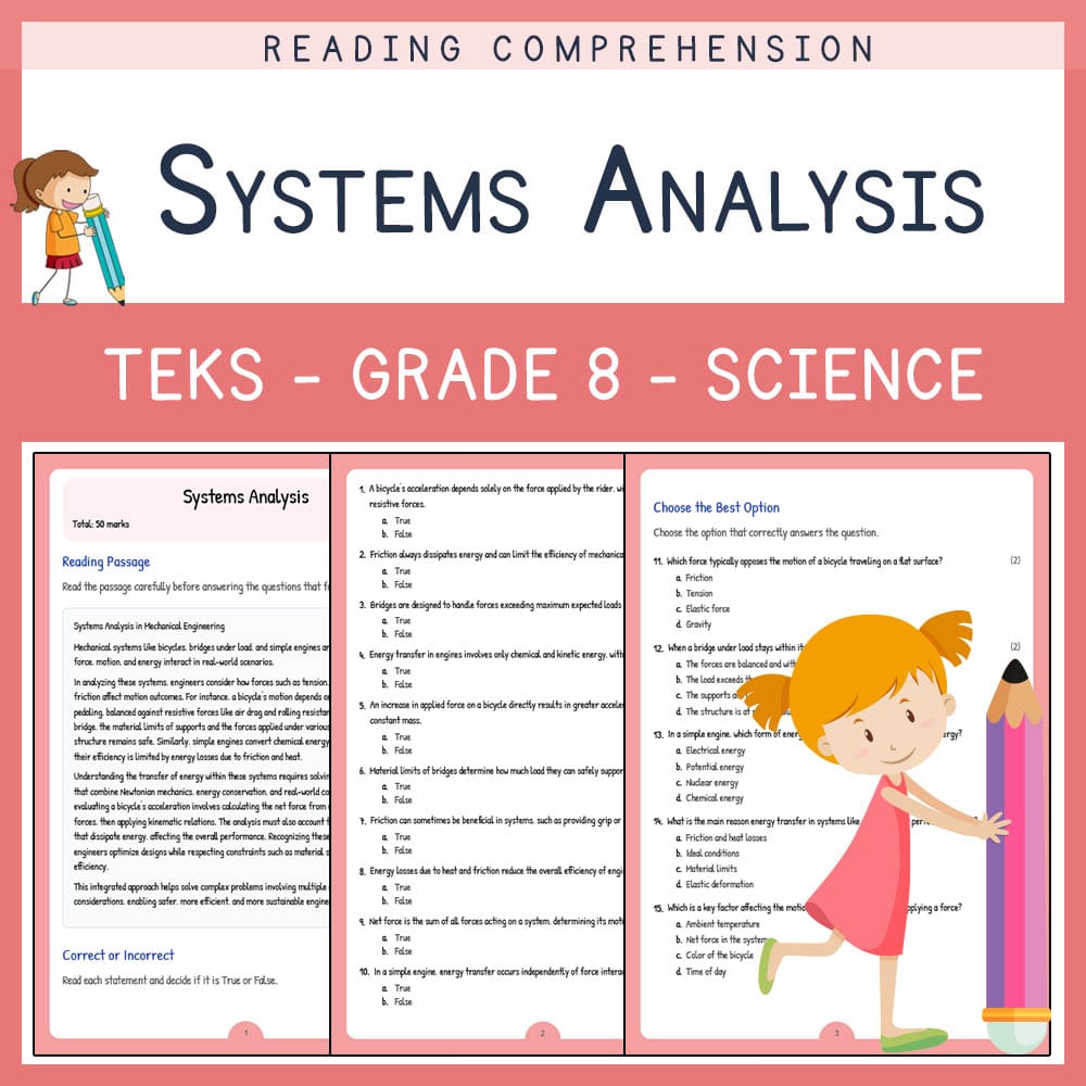 Grade 8 Science worksheet elena worksheet — Grade 8 Science | Systems Analysis Worksheet | TEKS Aligned — page 1