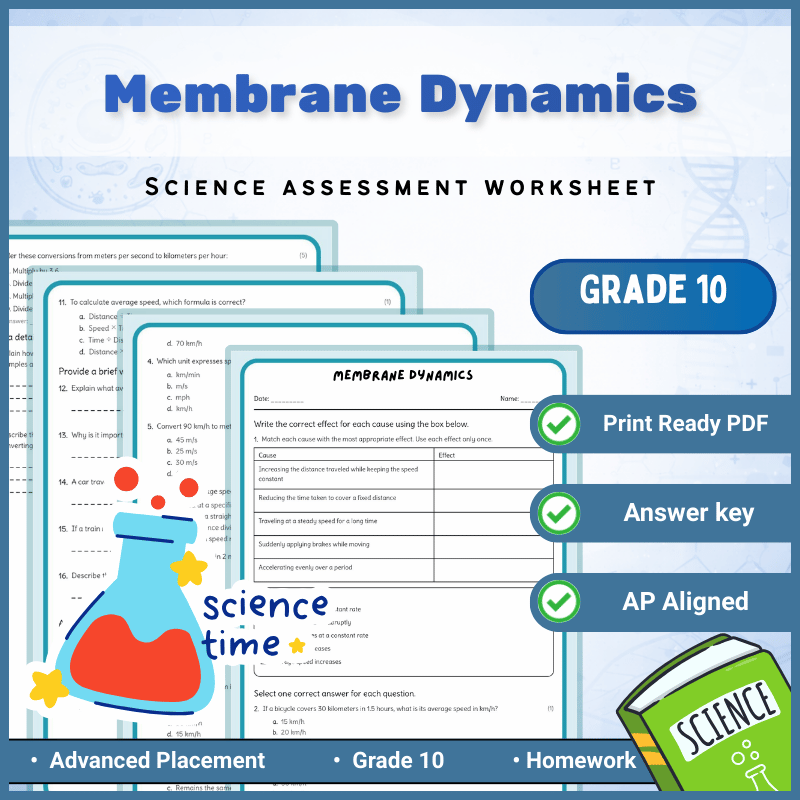 Grade 10 Science | Membrane Dynamics Worksheet + Answer Key (AP Standard) (PDF)