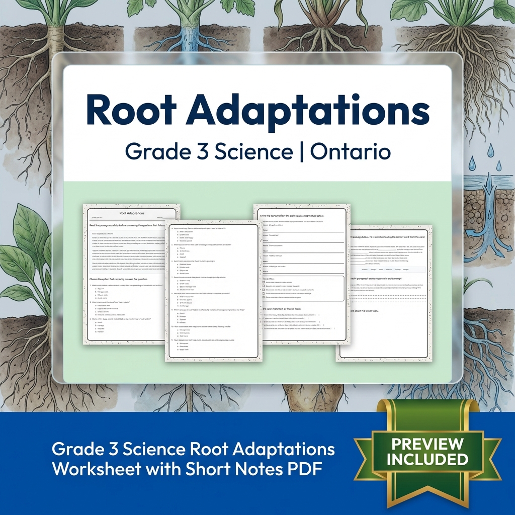 Grade 3 Science Lesson Group | Ontario STEM Worksheets Bundle Transport & Plants — included worksheet 2