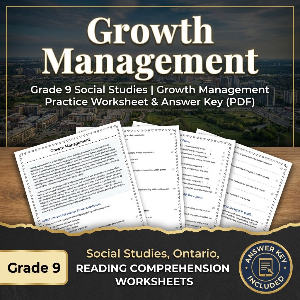 Grade 9 Social Studies | Community, Environment, & Urban Planning Strategies — included worksheet 8