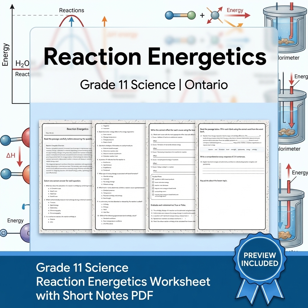 Grade 11 Science Full Year Bundle | Ontario Curriculum & Framework — included worksheet 6