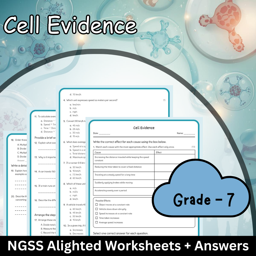 Grade 7 Science | Cell Evidence Worksheet (Answer Key) NGSS Aligned PDF
