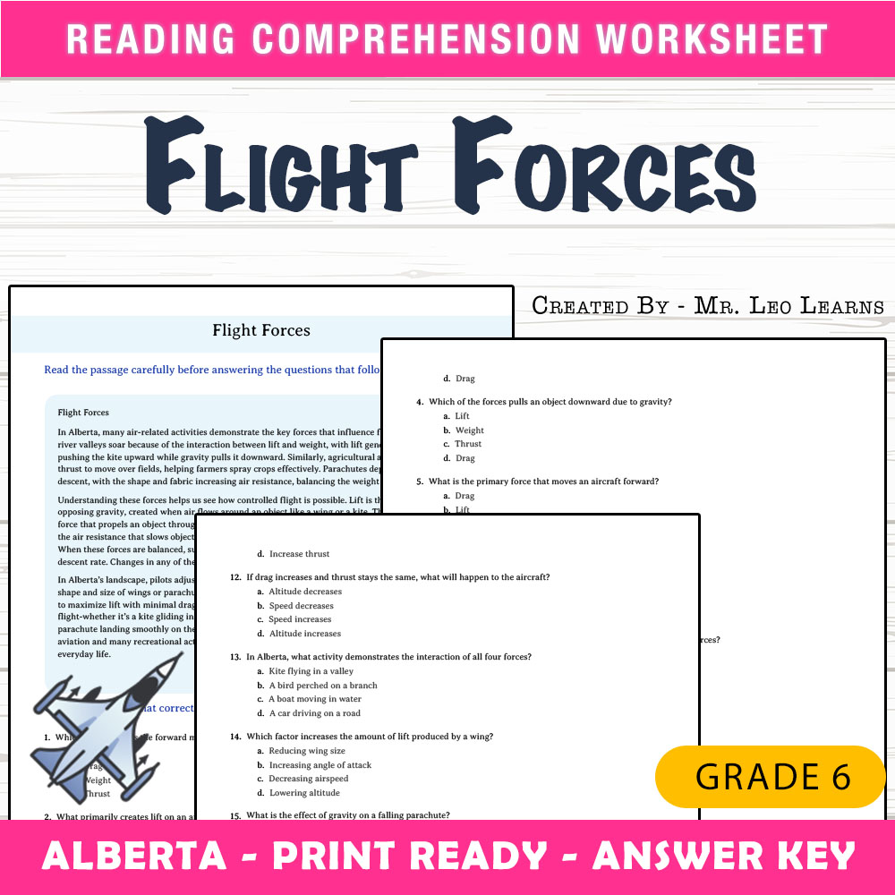 Grade 6 Science worksheet mcq paper worksheet — Grade 6 Science — Flight Forces Worksheet MCQ Paper for Mastery — page 1