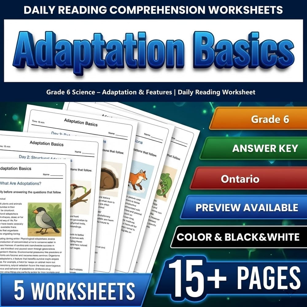 Grade 6 Science Full Year Bundle – Ontario Daily Reading Worksheets — included worksheet 12