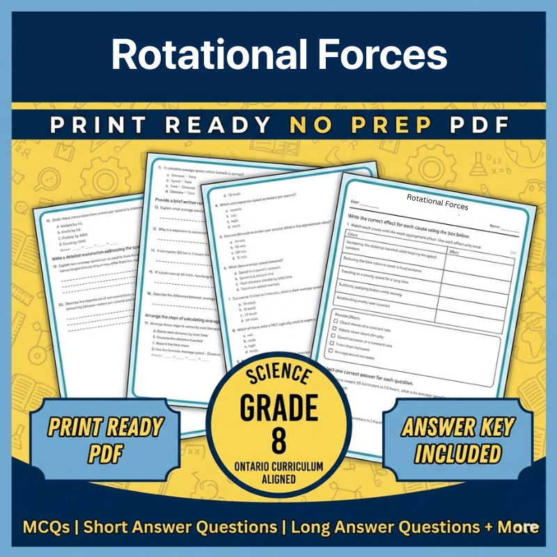 Grade 8 Science – Rotational Forces Worksheet (Ontario | Science 1 PDF)