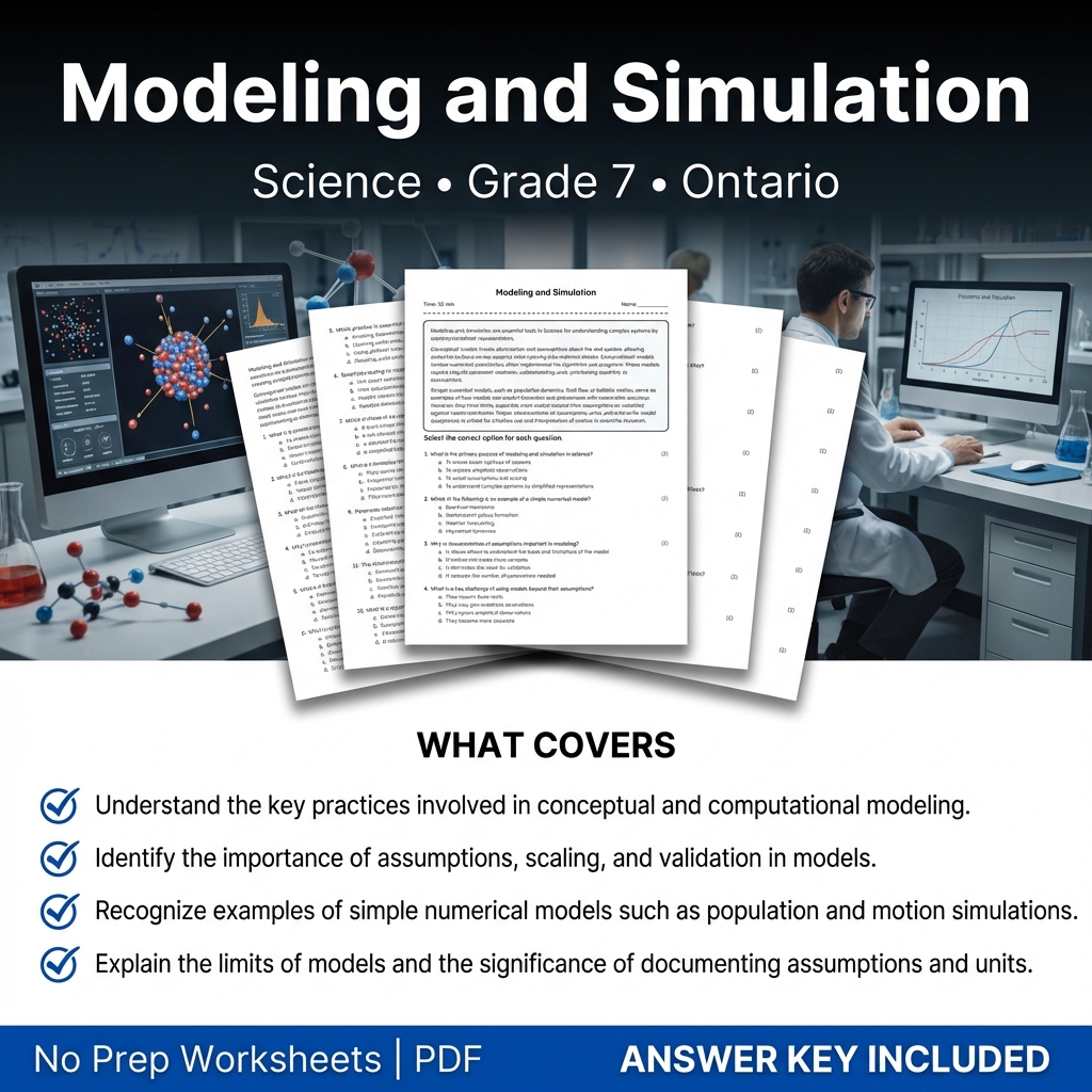 Modeling and Simulation Worksheet Grade 7 Science Ontario Standards