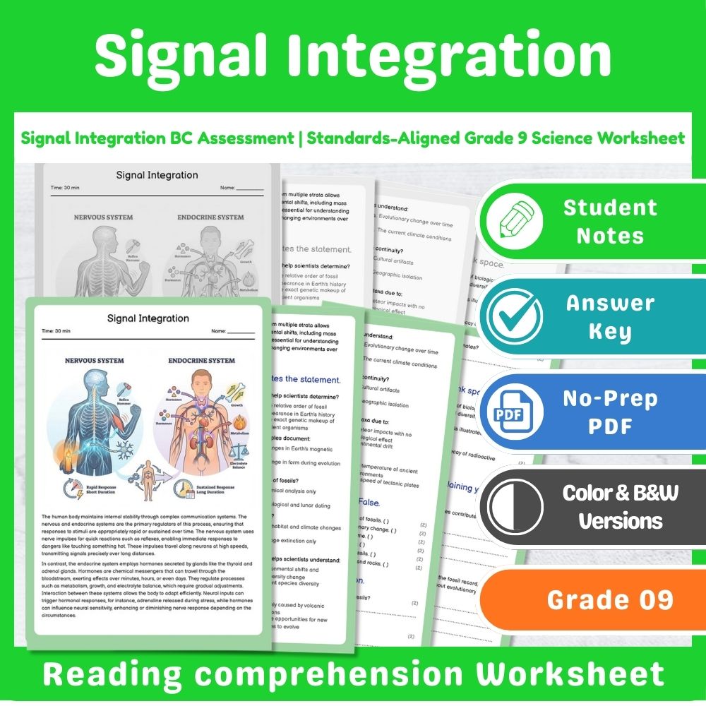 Grade 9 Science | Biological Systems Assessment – BC Standards-Aligned Unit — included worksheet 4