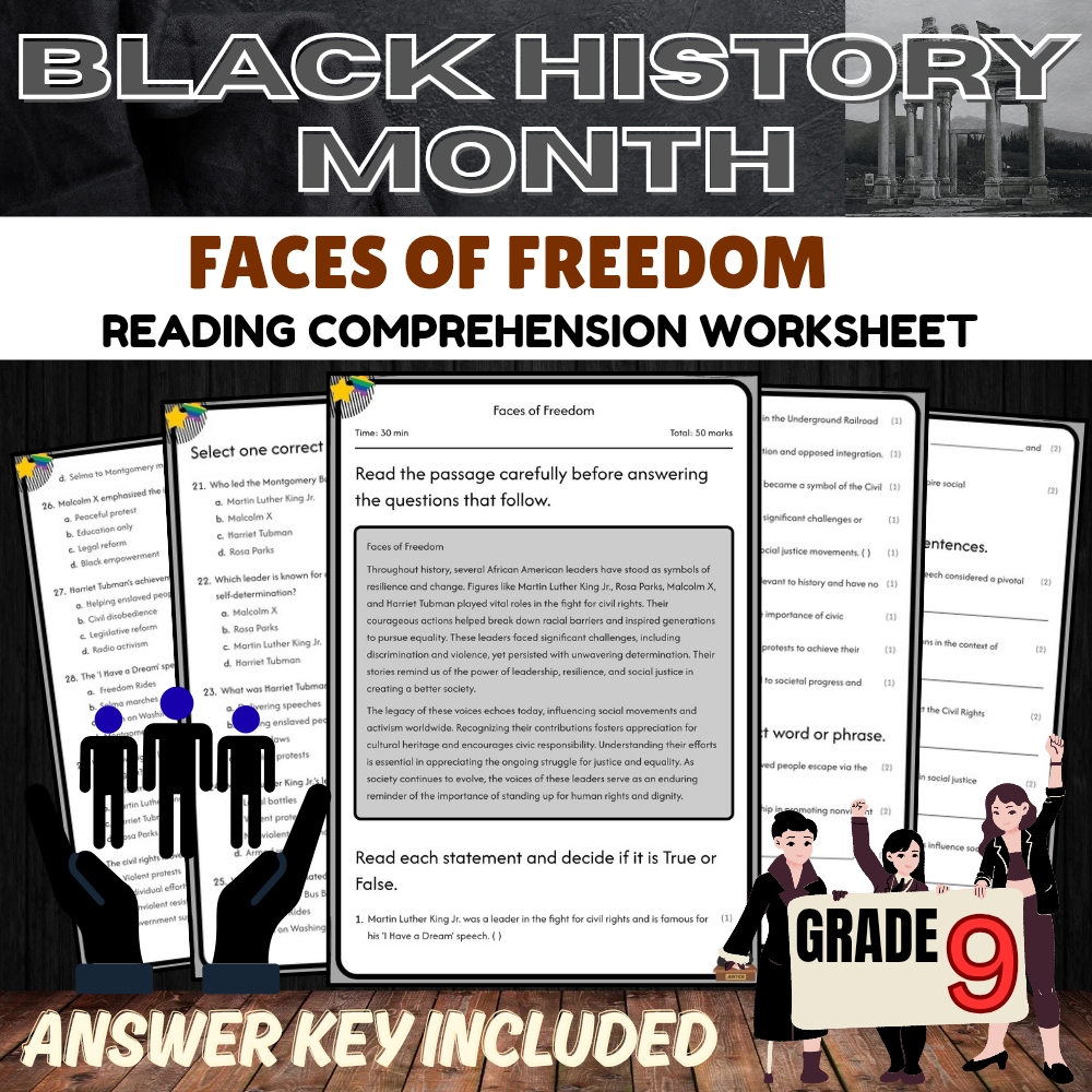 Grade 9 Black History Month Unit Bundle | Celebrating Civil Rights & Heritage — included worksheet 2