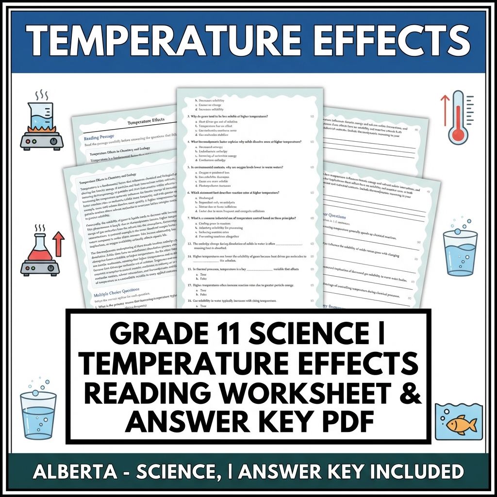 Grade 11 Science reading worksheets — Grade 11 Science | Temperature Effects Reading Worksheet & Answer Key PDF