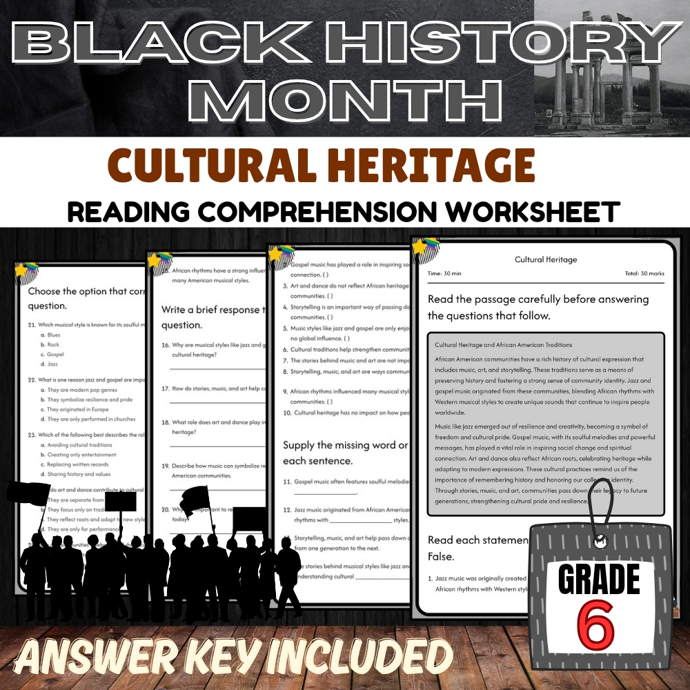 Grade 6 Holiday Bundle | Black History Month (Kickoff) Worksheets & Activities — included worksheet 2