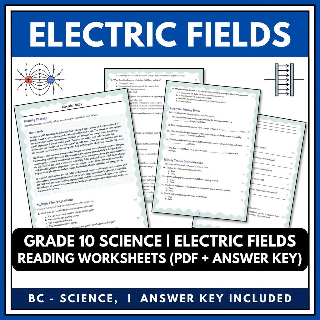 Grade 10 Science | Electric Fields Reading Worksheets (PDF + Answer Key)