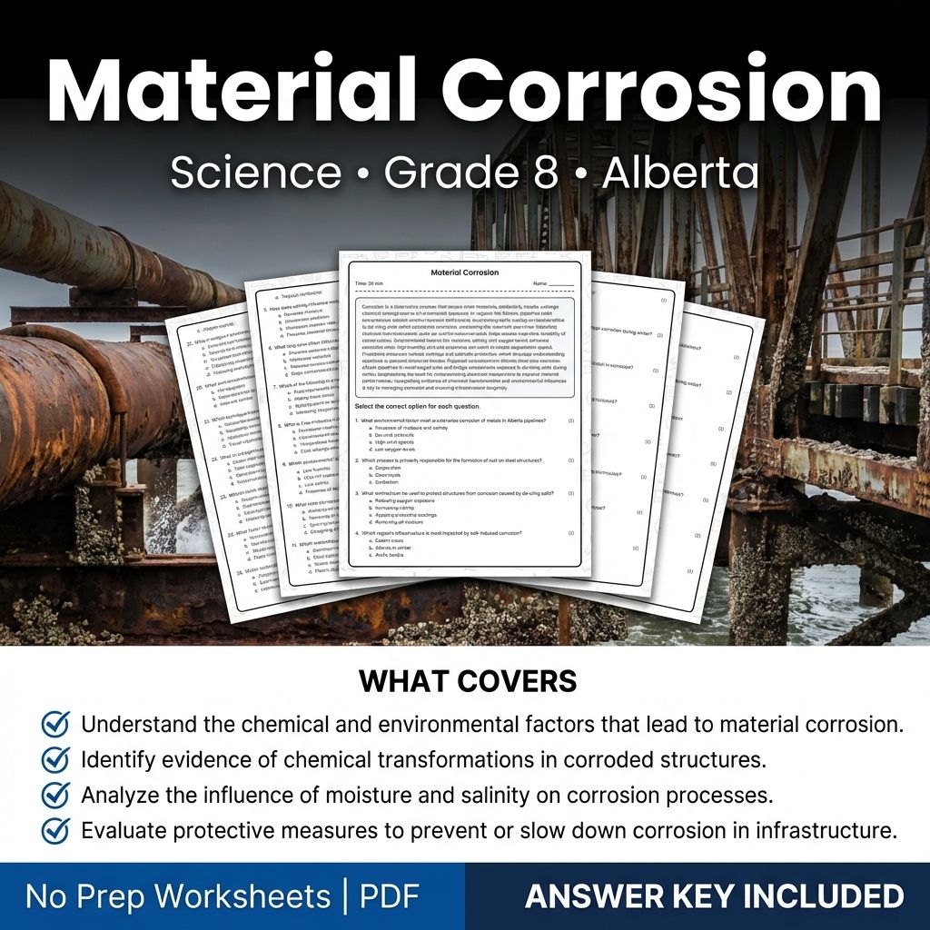 Material Corrosion Worksheet for Grade 8 Science | Alberta Standards