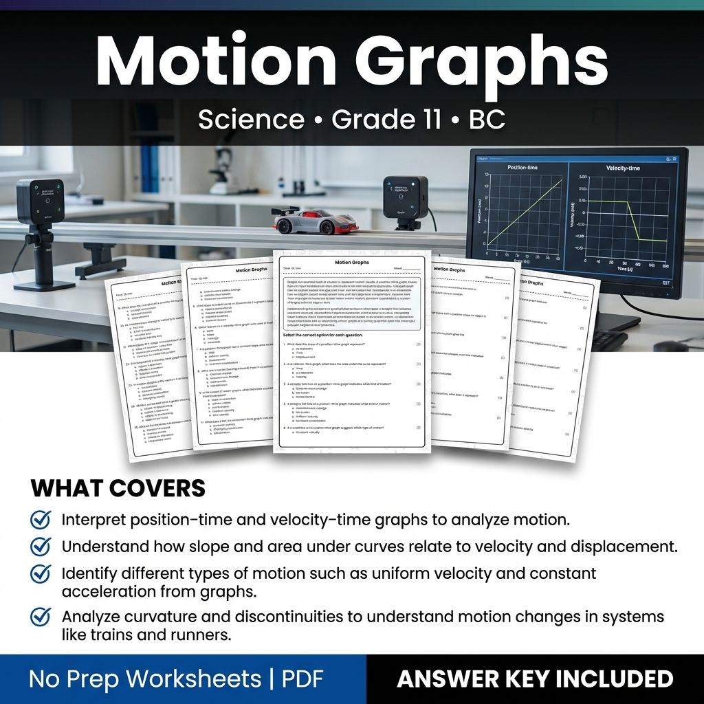 Motion Graphs Worksheet for Grade 11 Science | Standard Practice and Assessment