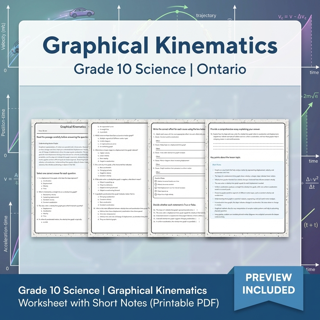 Grade 10 Science Lesson Group: Motion & Forces Ontario Curriculum Bundle — included worksheet 5