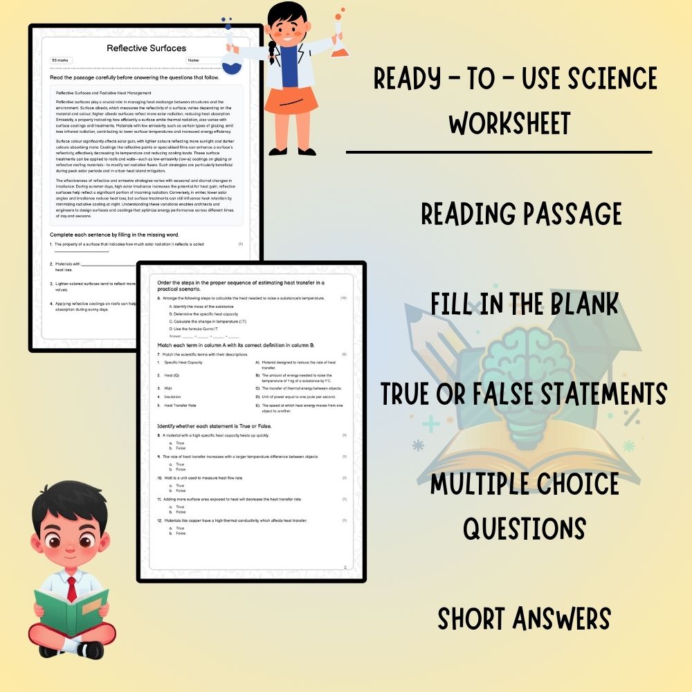 Grade 7 Science worksheet worksheet — Grade 7 Science Worksheet | Reflective Surfaces & Heat Management (PDF) — page 2