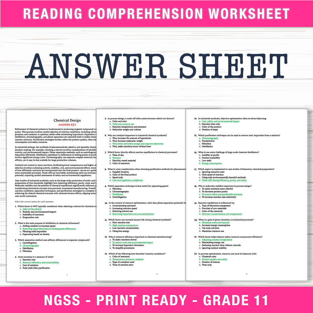 Grade 11 Science worksheet worksheet — Grade 11 Science | Chemical Design Worksheet (PDF + Answer Key) — page 2