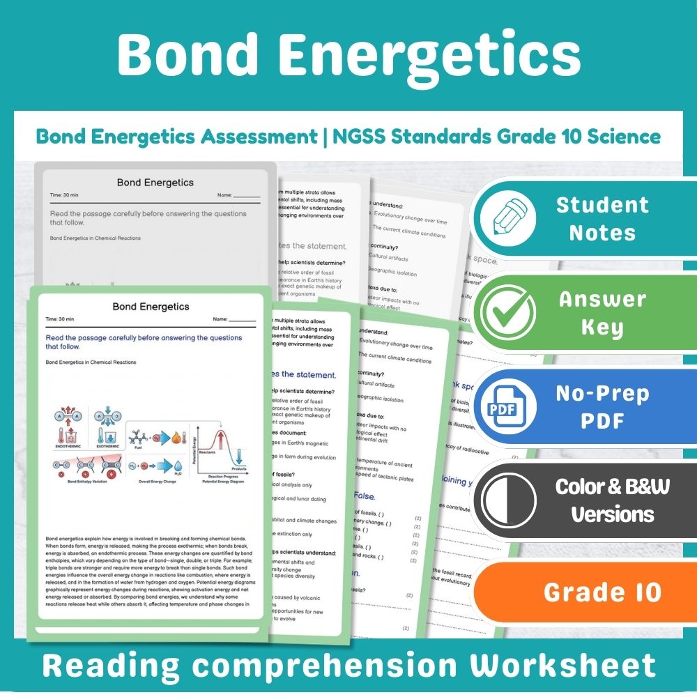 Grade 10 Science | Reaction Rates NGSS Assessment - Topic-Focused Curriculum Bundle — included worksheet 4