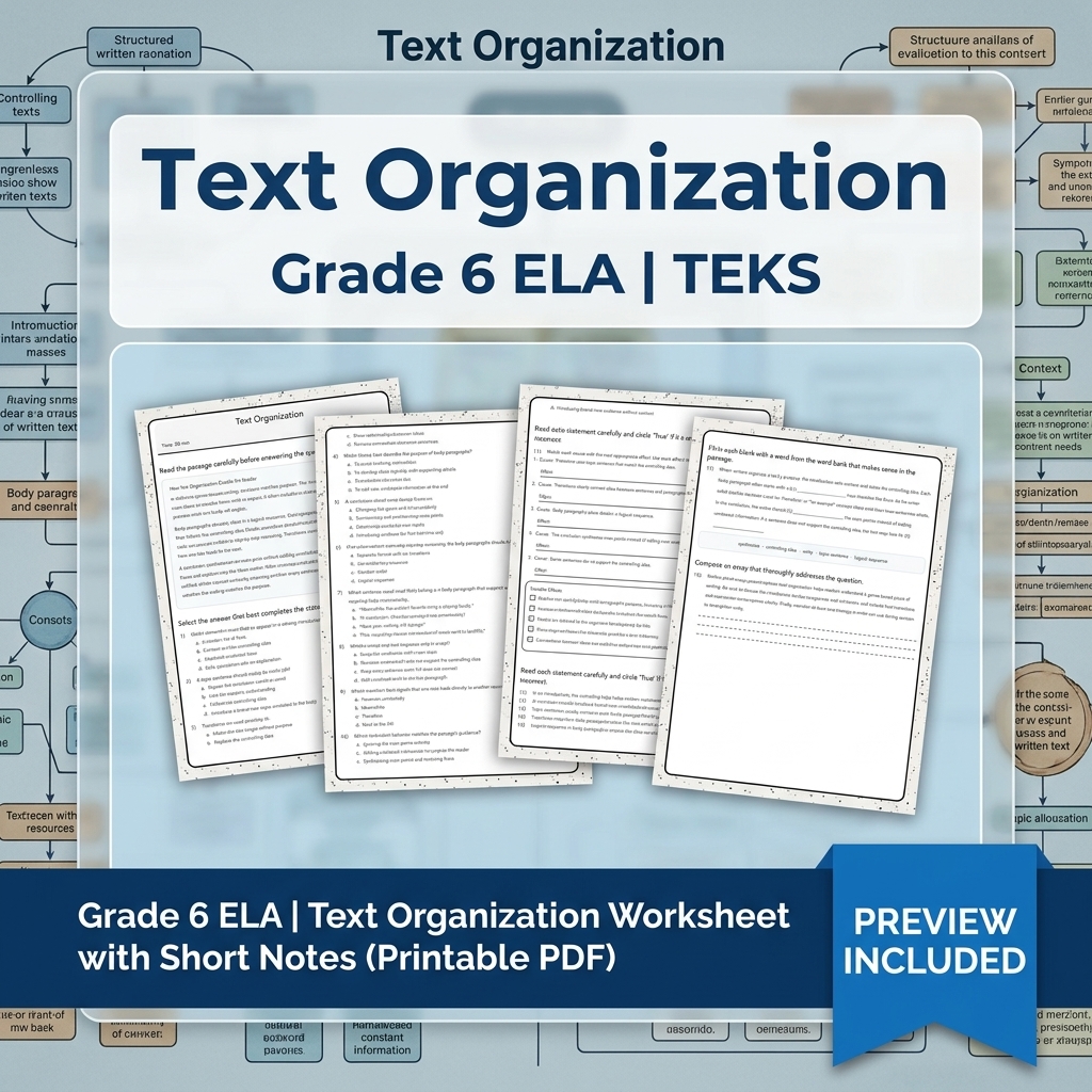 Grade 6 Evidence-Based Text Analysis ELA Full-Year Bundle (TEKS) Worksheets — included worksheet 6