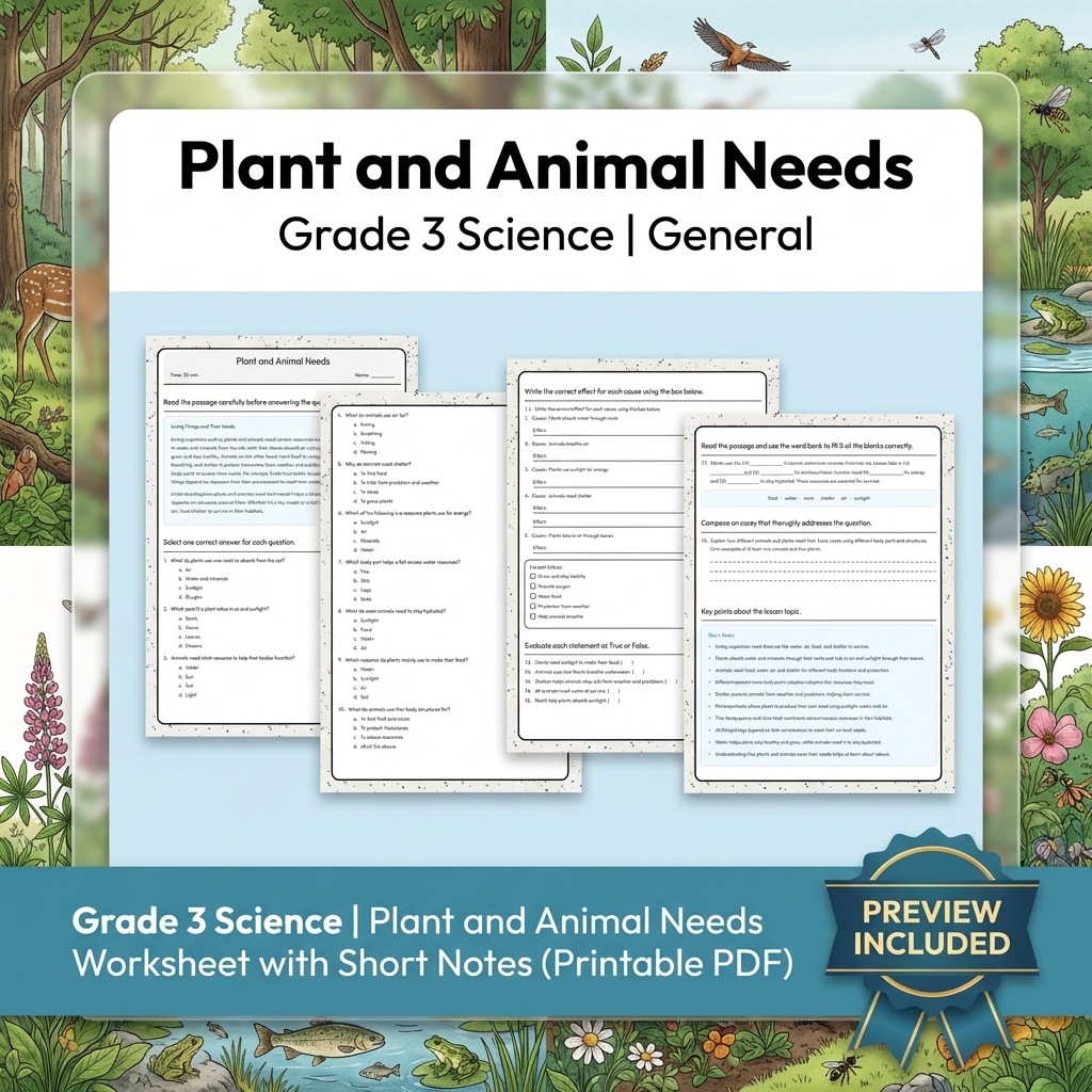 Grade 3 Science Full Year Bundle | Comprehensive Curriculum Resources — included worksheet 10