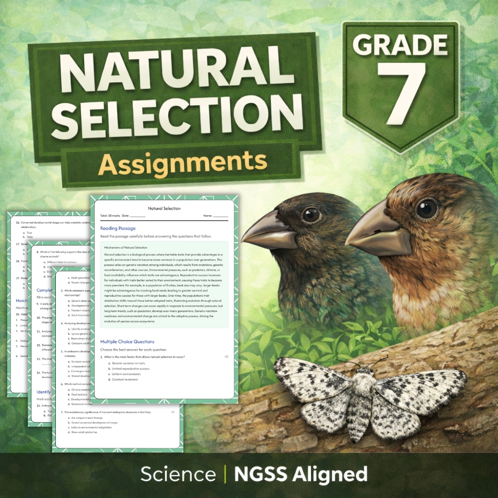 Grade 7 Science | Natural Selection (Worksheet + Answer Key) NGSS Aligned