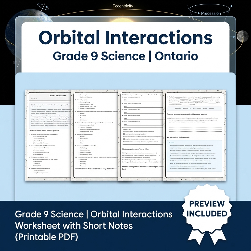 Grade 9 Science Lesson Group Bundle | Ontario Curriculum Worksheets — included worksheet 3