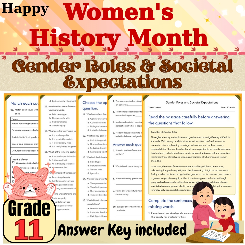 Grade 11 Women’s Rights & Cultural Awareness Worksheets Bundle (PDF+Answer Keys) — included worksheet 1
