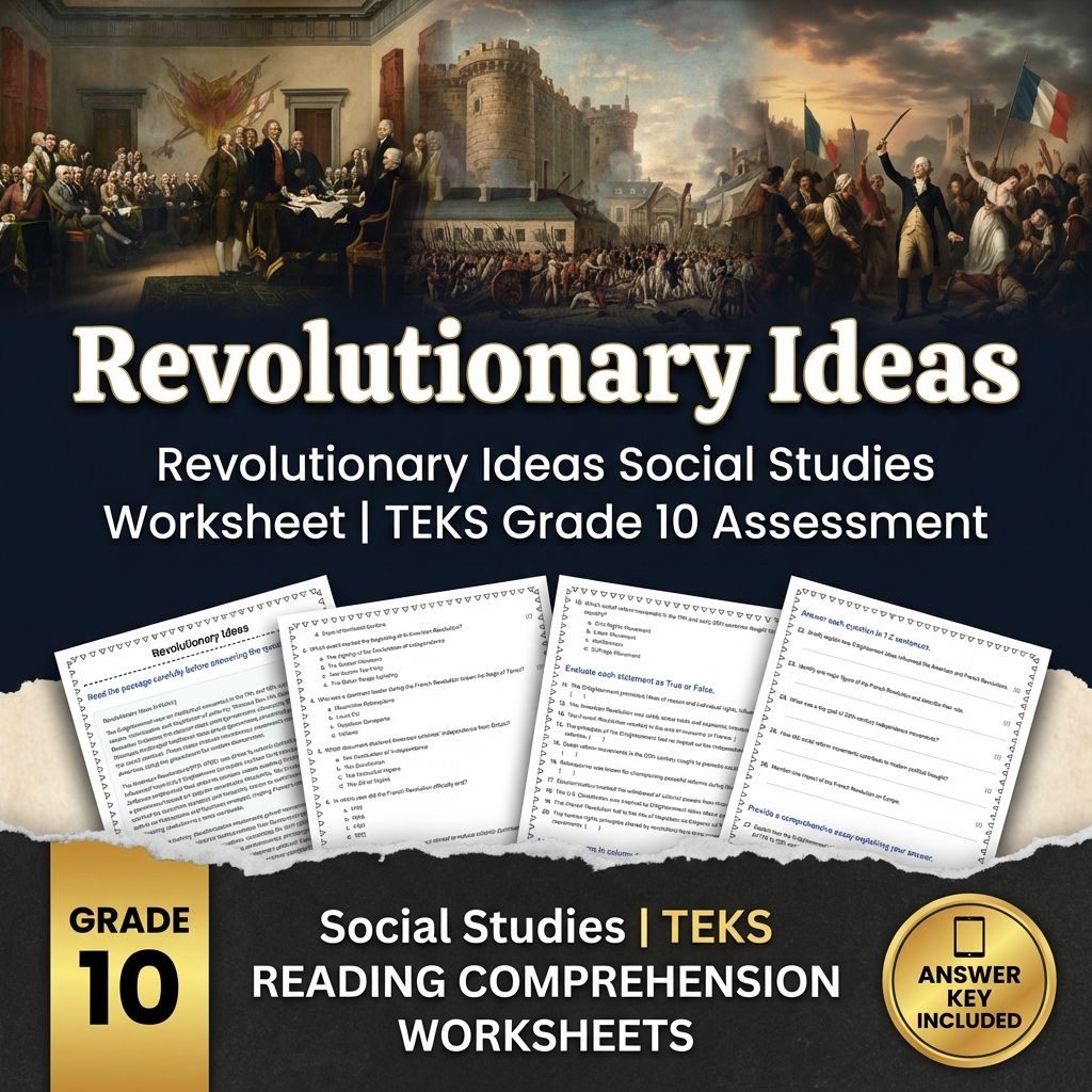 Revolutionary Ideas Social Studies Worksheet | TEKS Grade 10 Assessment