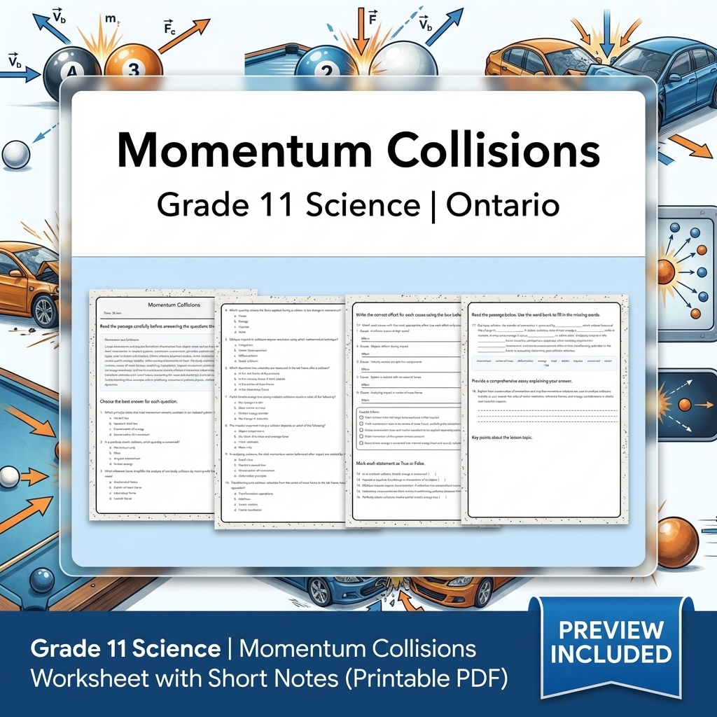 Grade 11 Science Lesson Bundle: Motion, Energy, Waves & Circuits – Ontario — included worksheet 3