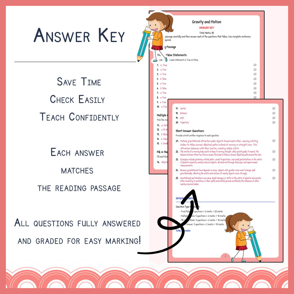 Grade 8 Science worksheet worksheet — Grade 8 Science | Gravity and Motion Worksheet (PDF Answer Key & Rubric) — page 3