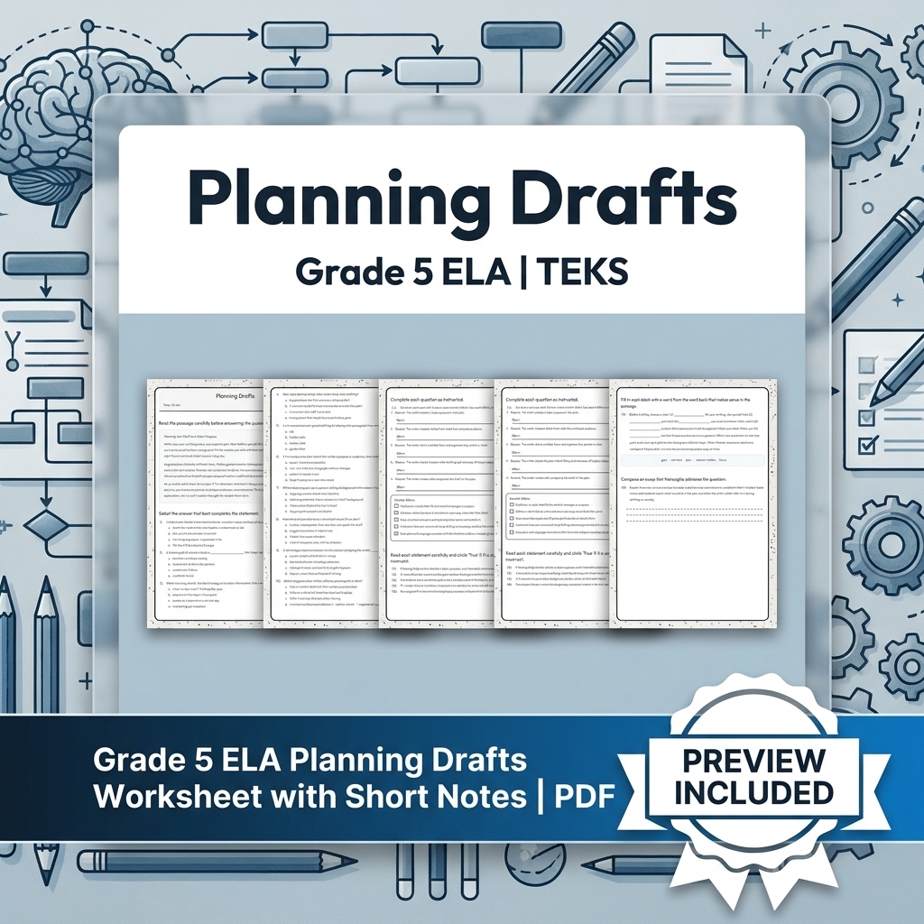 Grade 5 Writing Process: Craft, Revising, and Editing ELA Lesson Bundle – TEKS — included worksheet 3