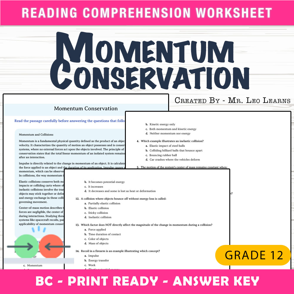 Grade 12 Science worksheet mcq paper worksheet — Grade 12 Science — Worksheet MCQ Paper for Mastering Momentum Conservatio…