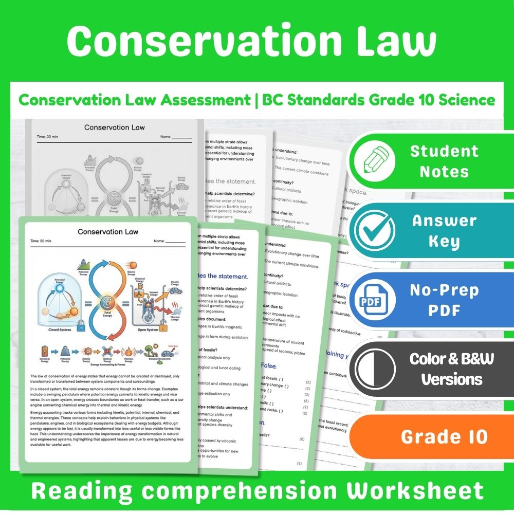 Grade 10 Science | Energy Assessment - BC Standards-Aligned Mini Bundle — included worksheet 4