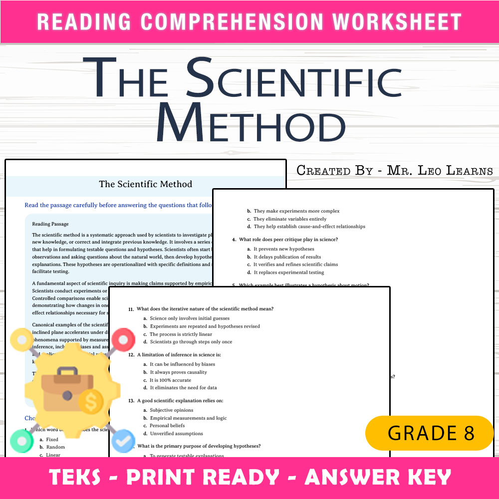 Grade 8 Science worksheet worksheet — Grade 8 Science – The Scientific Method Worksheet for Mastery — page 1