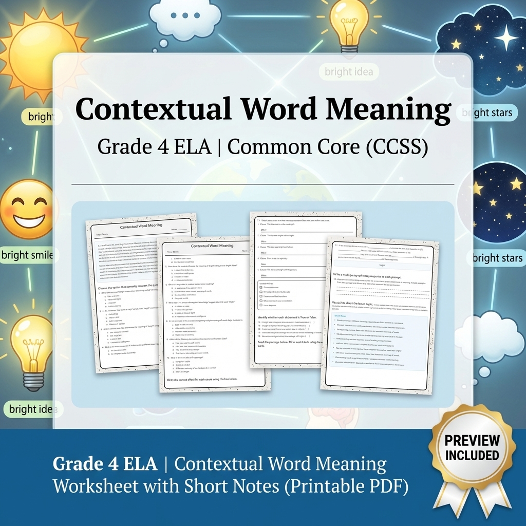 Grade 4 Text Evidence, Language & Writing ELA Full-Year Bundle: CCSS — included worksheet 7