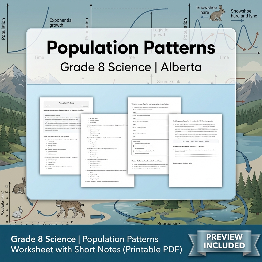 Grade 8 Science | Interactions & Ecosystems UNIT Worksheet Bundle  — included worksheet 3