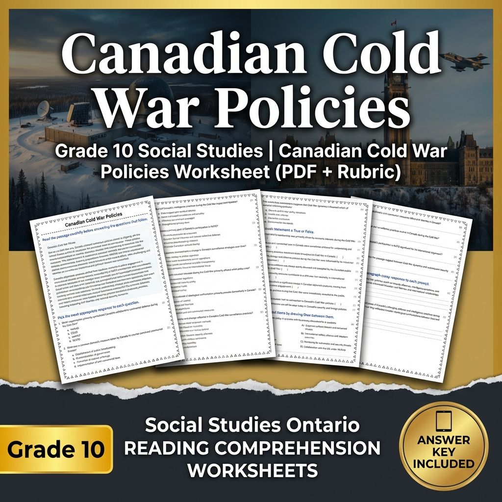 Grade 10 Social Studies | Canadian Cold War Policies Worksheet (PDF + Rubric)