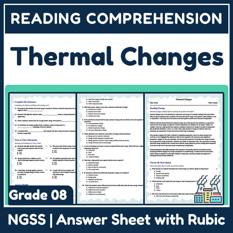 Grade 8 Science reading worksheets worksheet — Grade 8 Science | Thermal Changes Reading Worksheet  (Worksheet + Answer Ke…
